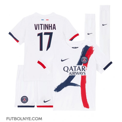 Camiseta Paris Saint-Germain Vitinha #17 Visitante Equipación para niños 2024-25 manga corta (+ pantalones cortos)